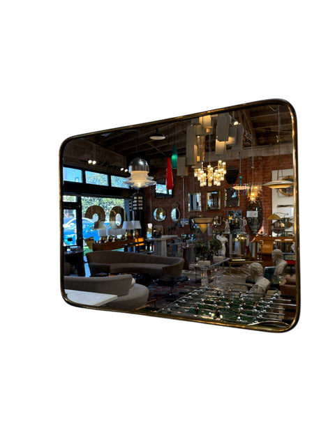 Rectangular Brass Framed Mirror, 1950s