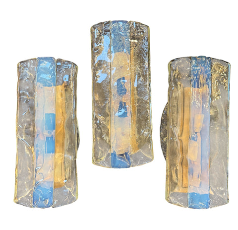 Italian Murano Glass Wall Sconces by Mazzega, Set of 3