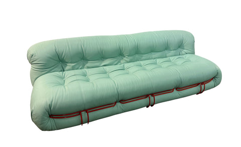 Soriana sofa by Afra & Tobia Scarpa for Cassina, Upholstered in Soft Mint Green Leather