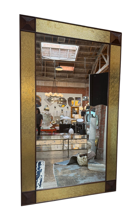 Monumental Mid-Century Modern Gilt & Walnut Wall Mirror