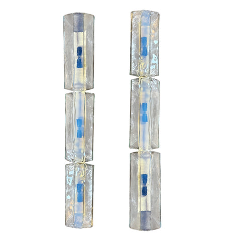 3 Tier 1970s Murano Glass Wall Sconces by Carlo Nason for AV Mazzega – Set of 2