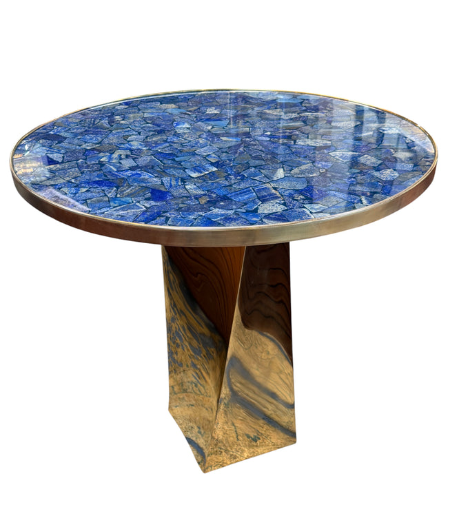 Lapis Lazuli and Bronze Pedestal Table