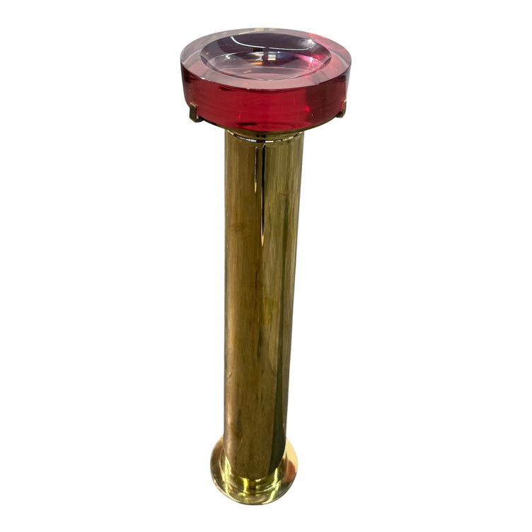 Italian Mid-Century Brass and Red Lucite Pedestal Ashtray, 1970s