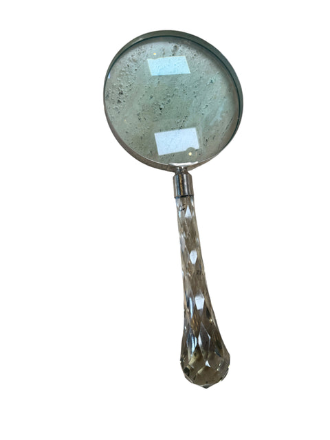 Vintage Italian Magnifying Glass with Faceted Crystal Handle