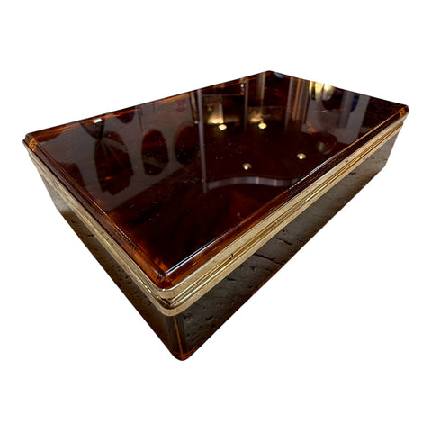 Italian Tortoiseshell Lucite and Brass Decorative Box, 1970s