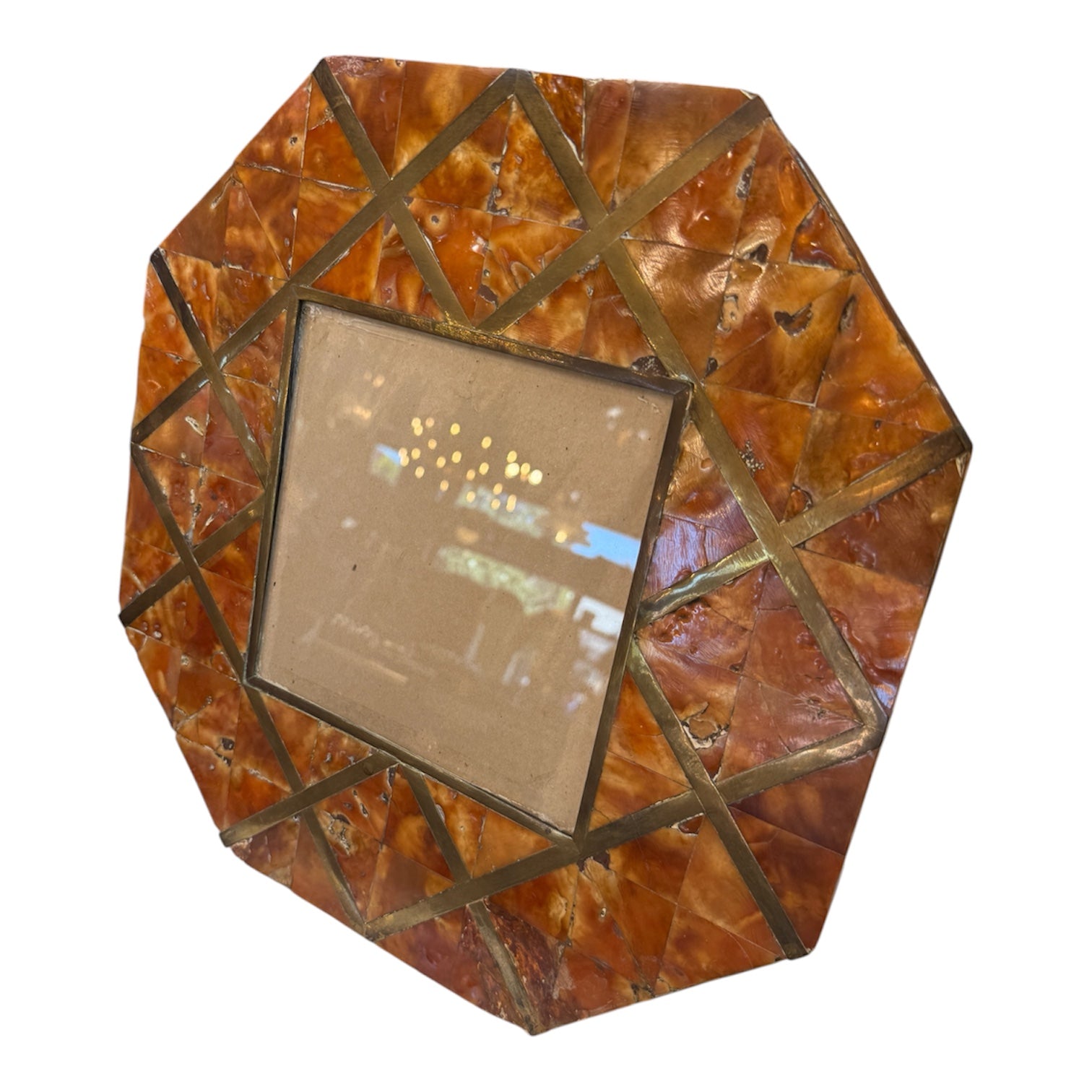 Cornici Amber Shell and Brass Geometric Picture Frame