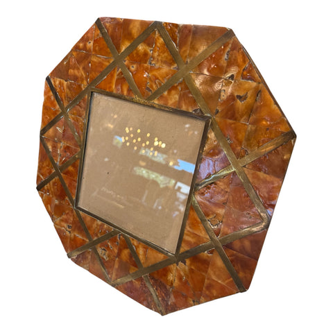 Cornici Amber Shell and Brass Geometric Picture Frame