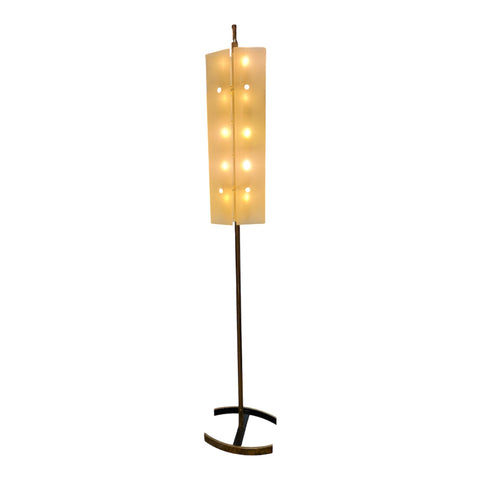 Angelo Lelii Opaline Glass floor Lamp, Italy 1950