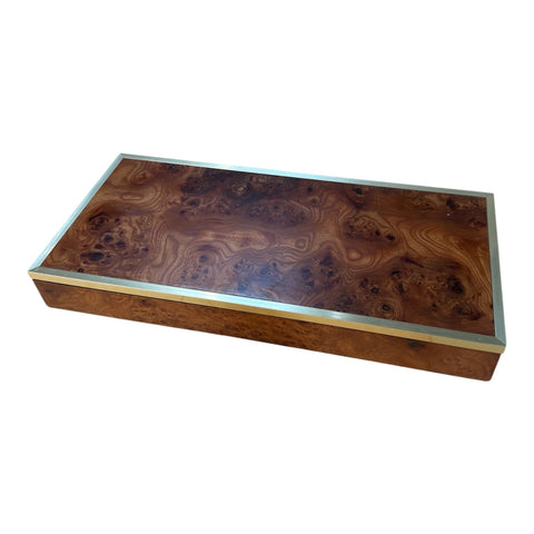 Dal Negro Treviso Burl Wood and Brass Playing Card Box