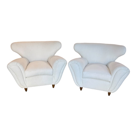 Pair of Italian Boucle Armchairs Attributed to Guglielmo Ulrich