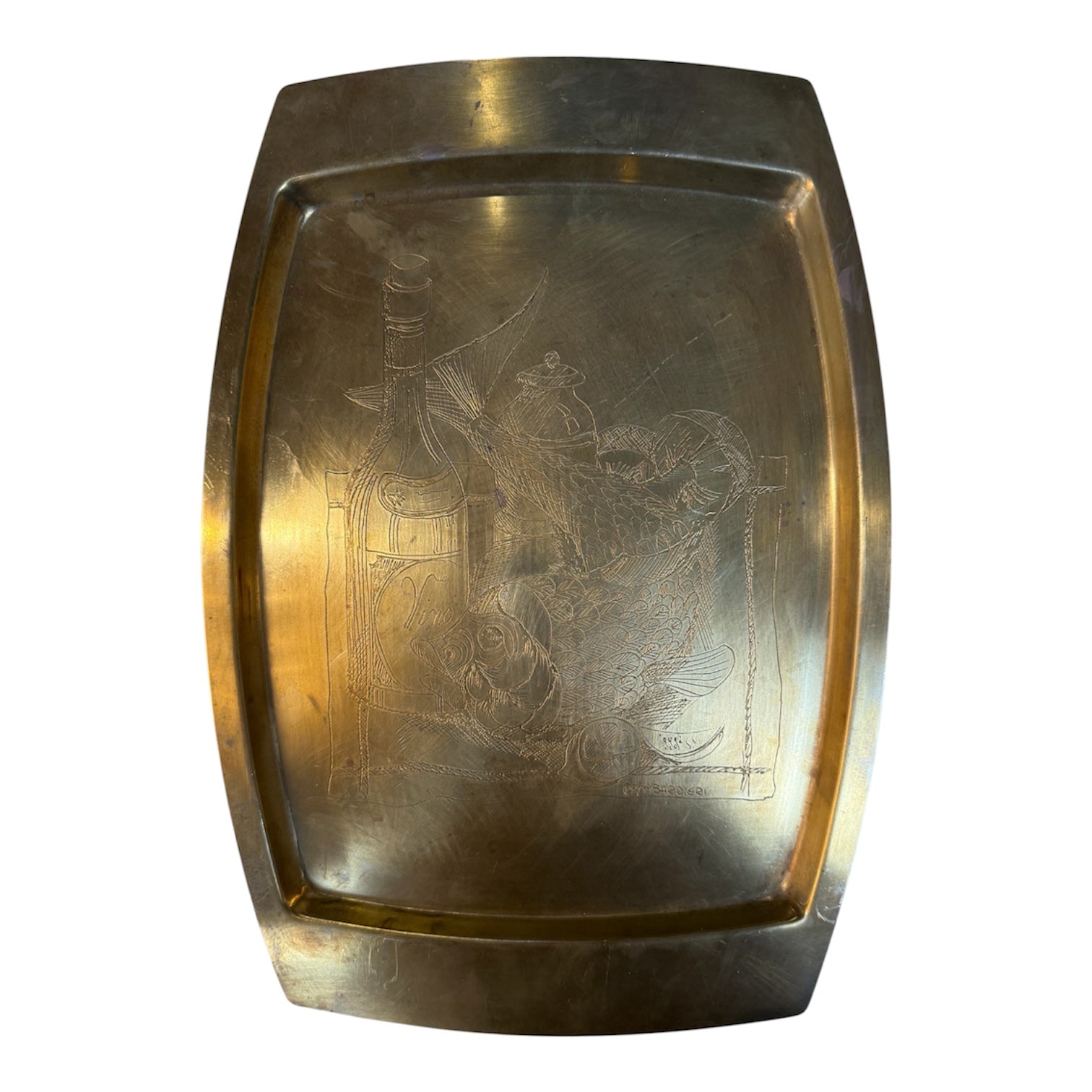 Remo Bombarieri Engraved Brass Tray