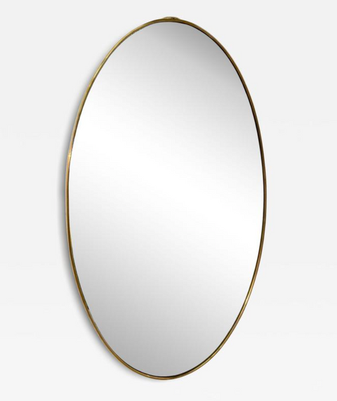 Mid-Century Italian Oval Brass-Framed Mirror 1970s