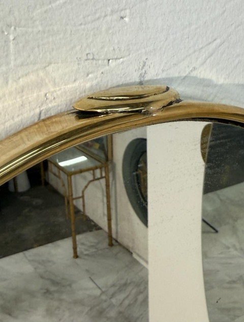 Mid-Century Italian Oval Brass-Framed Mirror 1970s