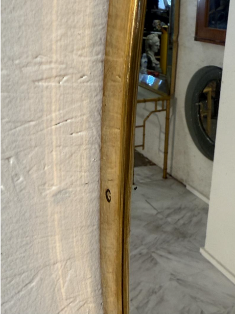 Mid-Century Italian Oval Brass-Framed Mirror 1970s