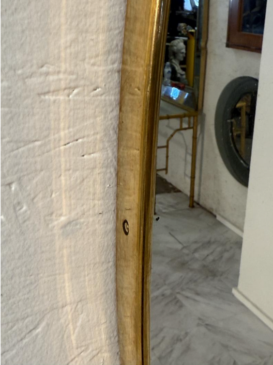 Mid-Century Italian Oval Brass-Framed Mirror 1970s