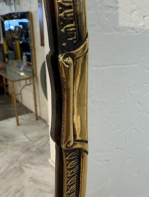 Oval Wall Mirror with Decorative Brass Frame 1970's