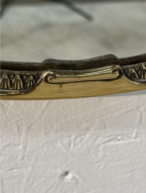 Oval Wall Mirror with Decorative Brass Frame 1970's