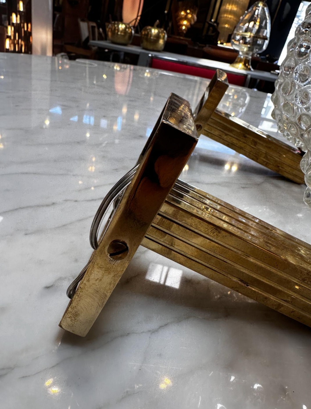 Pair of 2 Mid Century Italian Murano and Brass Wall Sconces 1960s