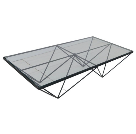 1980s Steel and Glass Rectangular Coffee Table "Alanda" by Paolo Piva for B&B