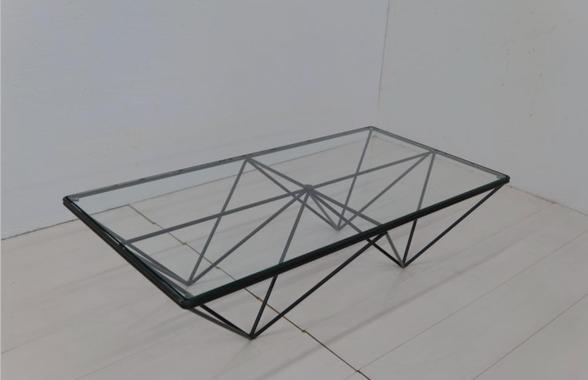 1980s Steel and Glass Rectangular Coffee Table 
