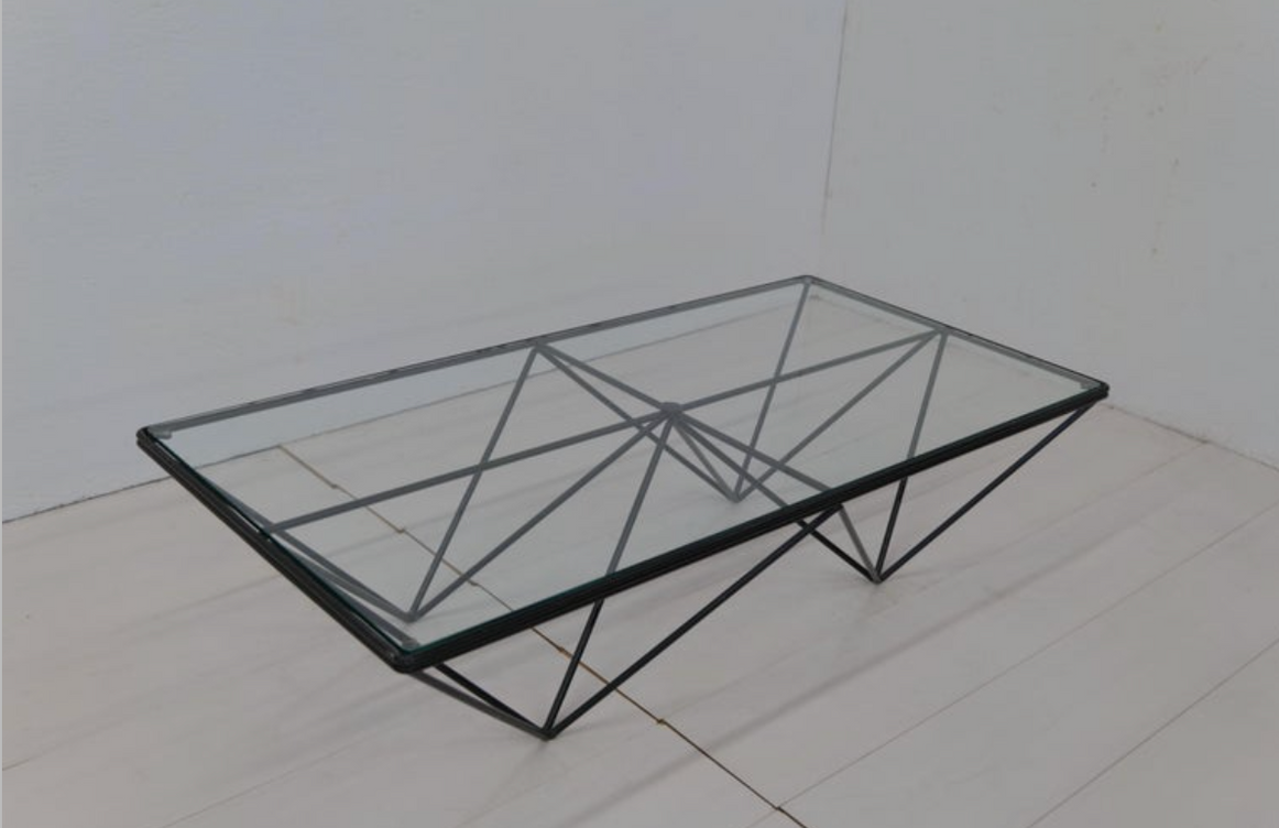 1980s Steel and Glass Rectangular Coffee Table 