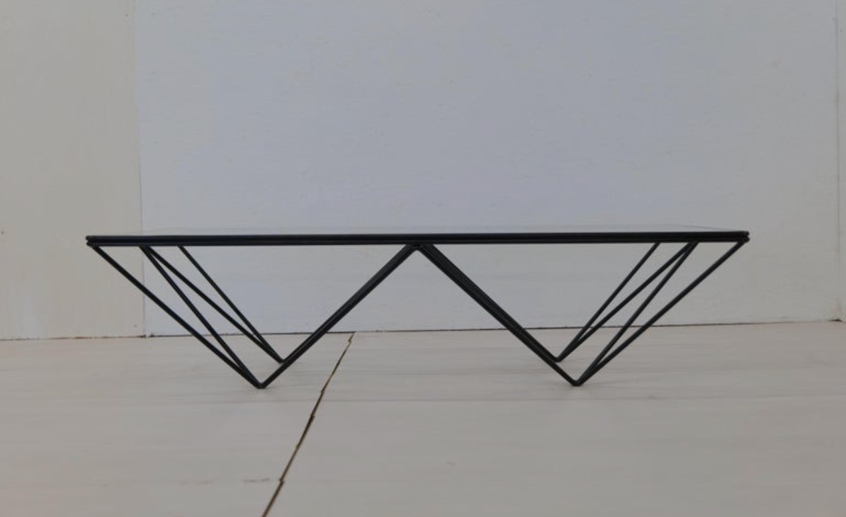 1980s Steel and Glass Rectangular Coffee Table 