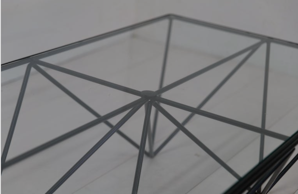 1980s Steel and Glass Rectangular Coffee Table 