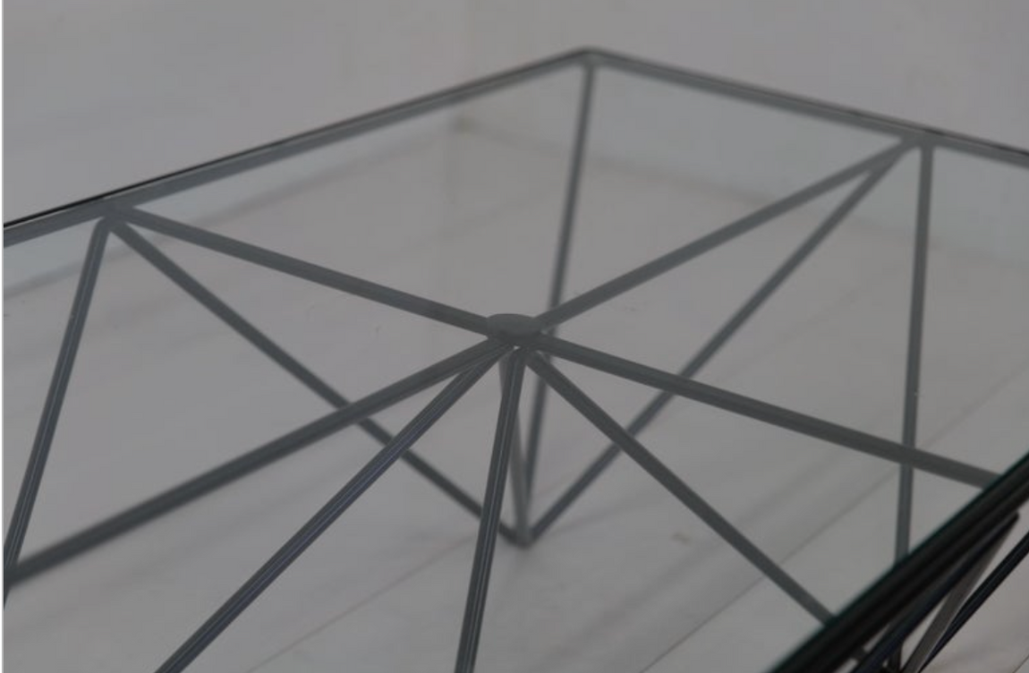 1980s Steel and Glass Rectangular Coffee Table 