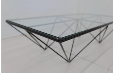 1980s Steel and Glass Rectangular Coffee Table "Alanda" by Paolo Piva for B&B