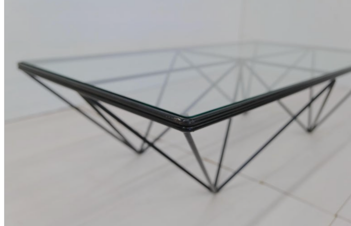 1980s Steel and Glass Rectangular Coffee Table 