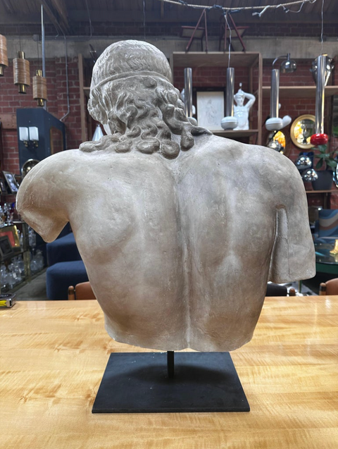 Vintage Italian " Apollo Del Tevere " Plaster Half Bust Sculpture 1980s