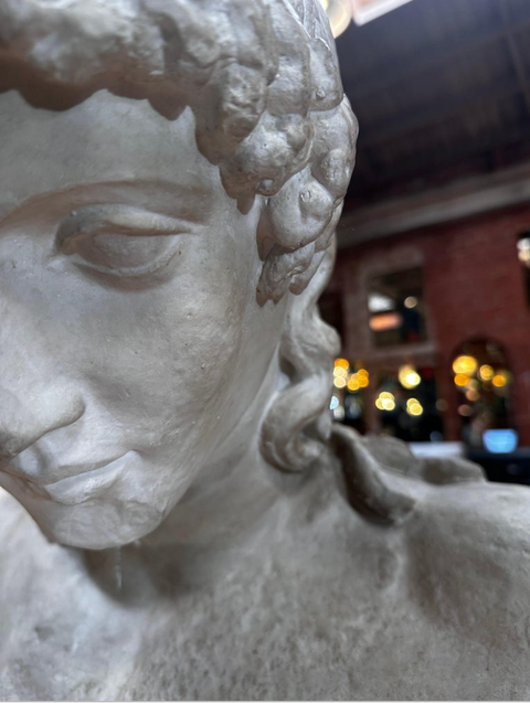 Vintage Italian " Apollo Del Tevere " Plaster Half Bust Sculpture 1980s