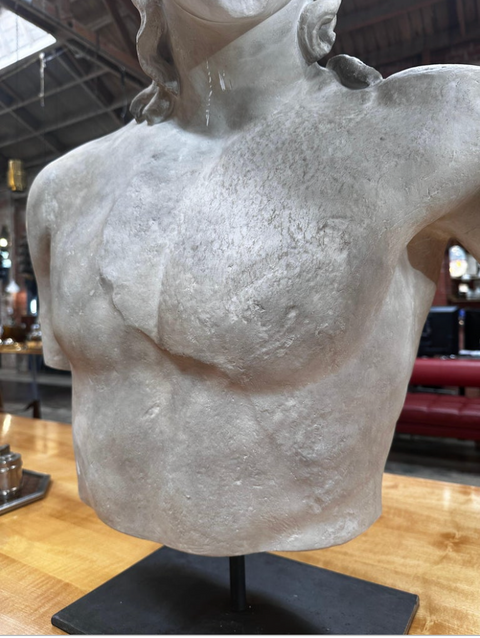 Vintage Italian " Apollo Del Tevere " Plaster Half Bust Sculpture 1980s