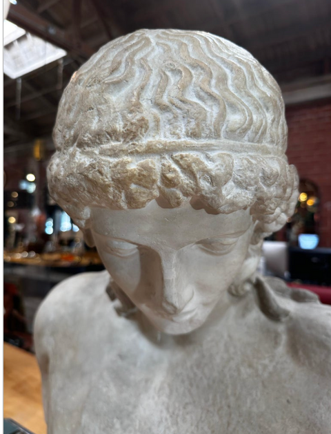 Vintage Italian " Apollo Del Tevere " Plaster Half Bust Sculpture 1980s