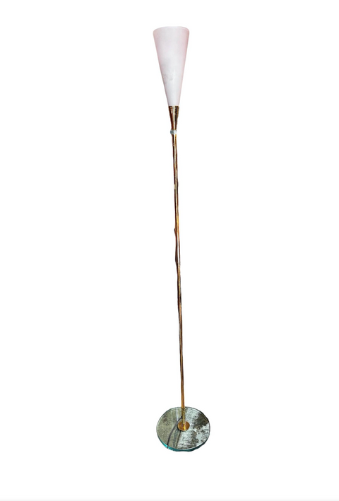 Mid Century Italian Brass and Glass Floor Lamp 1960s