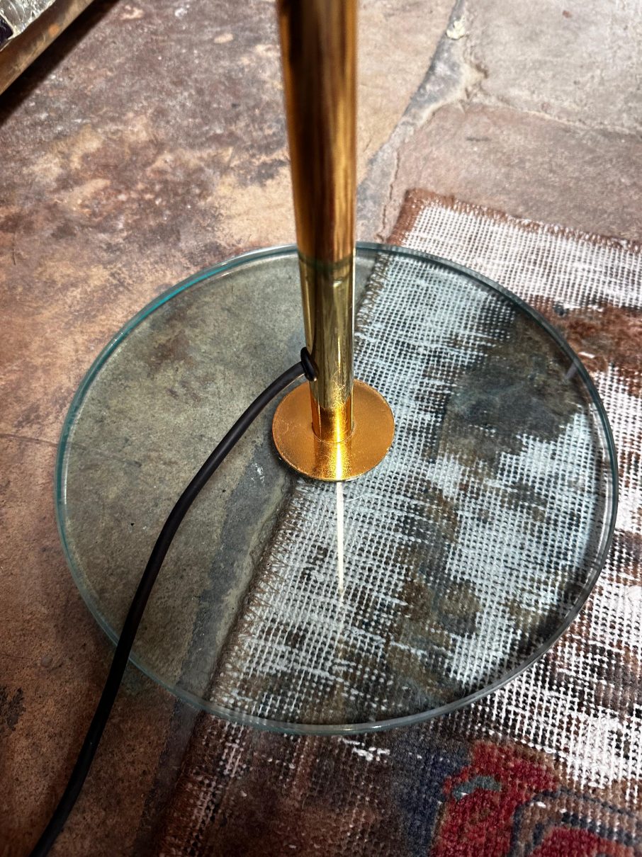 Mid Century Italian Brass and Glass Floor Lamp 1960s