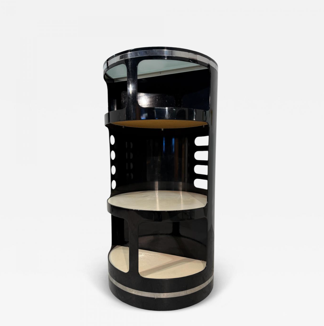 Joe Colombo Black Lacquer Bar Cabinet, Italy, 1970s