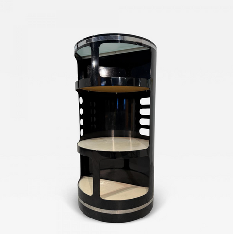 Joe Colombo Black Lacquer Bar Cabinet, Italy, 1970s