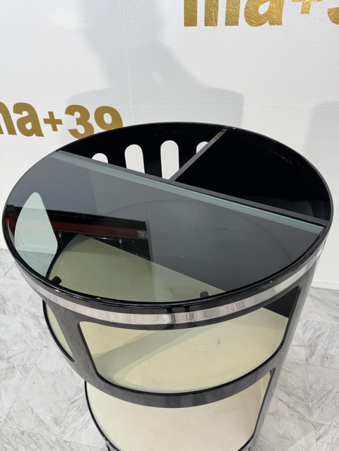 Joe Colombo Black Lacquer Bar Cabinet, Italy, 1970s