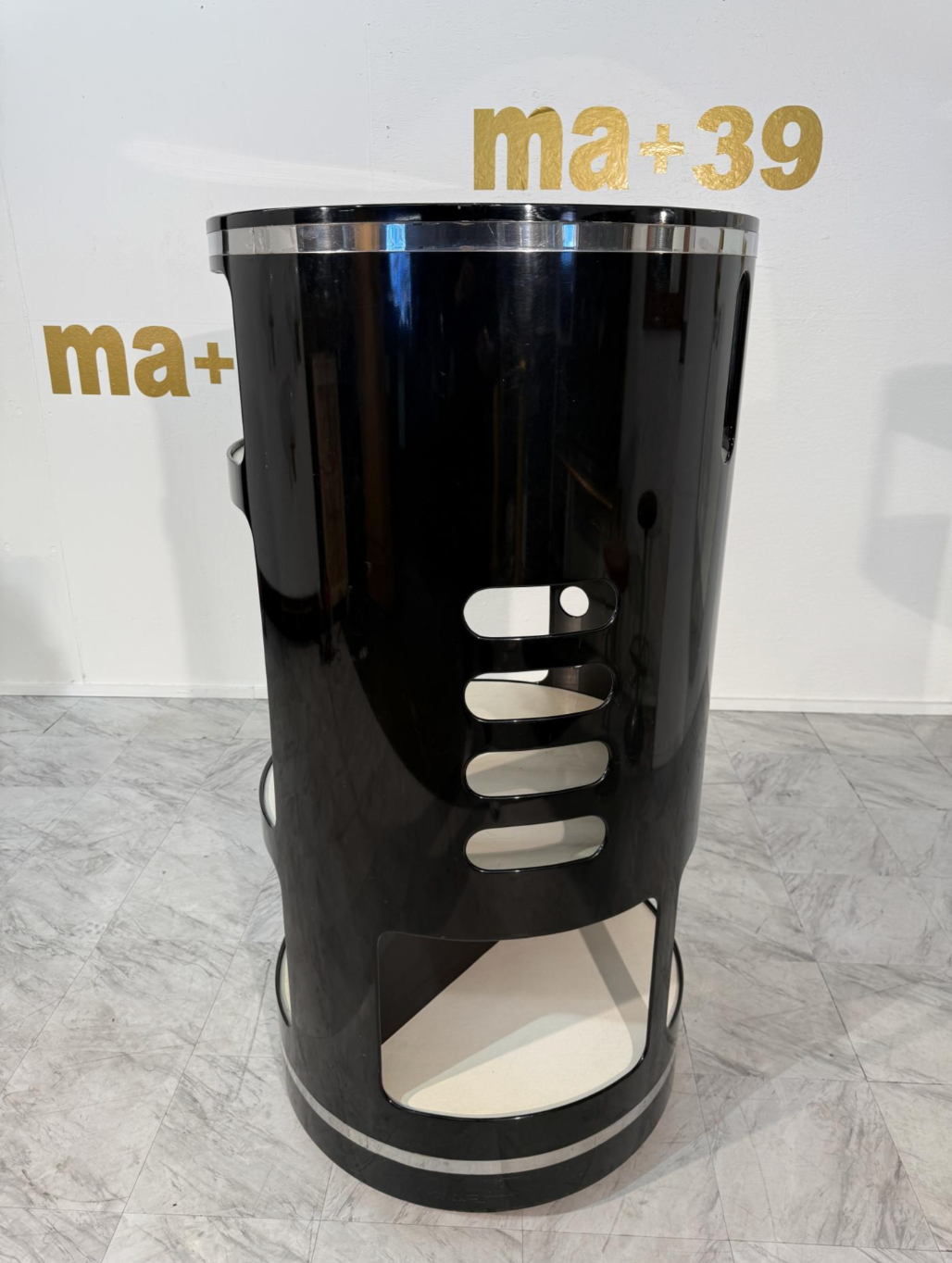 Joe Colombo Black Lacquer Bar Cabinet, Italy, 1970s