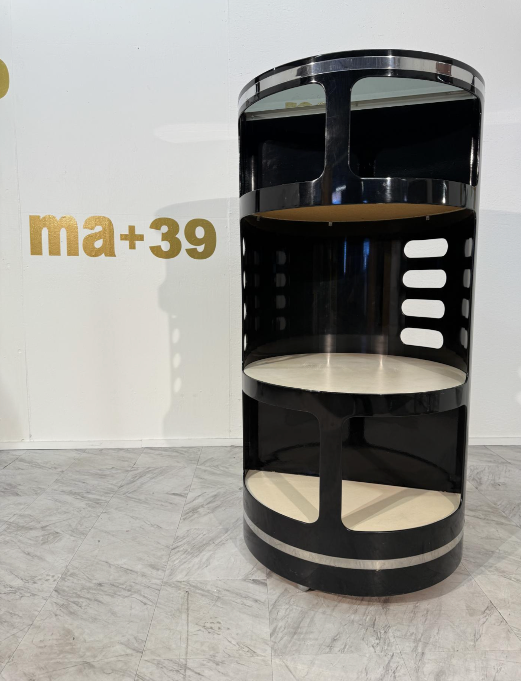 Joe Colombo Black Lacquer Bar Cabinet, Italy, 1970s