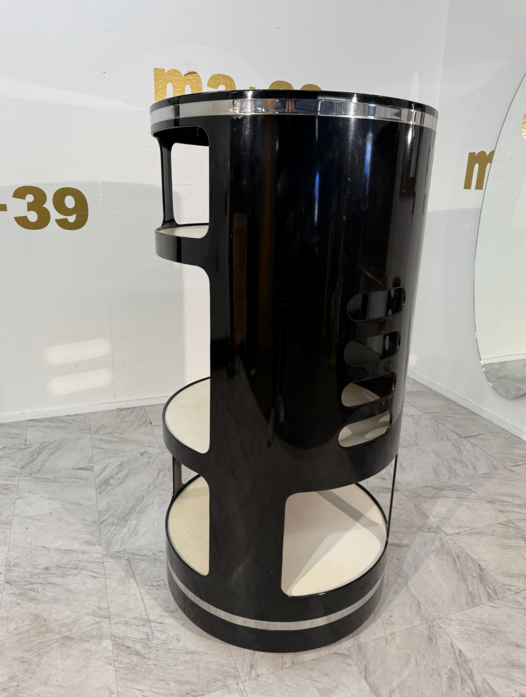 Joe Colombo Black Lacquer Bar Cabinet, Italy, 1970s