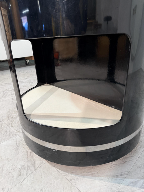 Joe Colombo Black Lacquer Bar Cabinet, Italy, 1970s