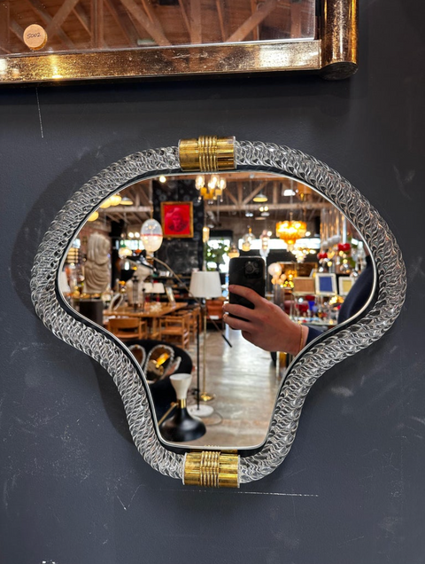 Vintage Italian Curvilinear Murano Wall Mirror 1940s