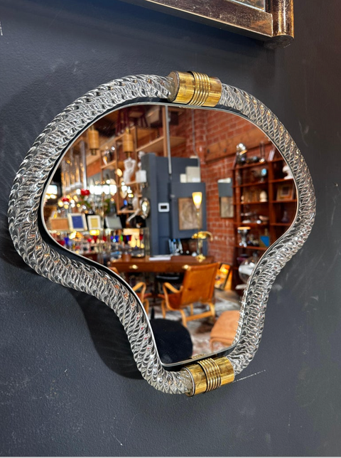 Vintage Italian Curvilinear Murano Wall Mirror 1940s