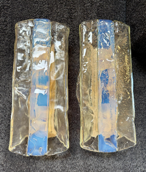 Italian Murano Glass Wall Sconces by Mazzega, Set of 3