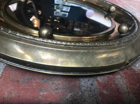 Vintage Italian Brass Porthole-Style Convex Mirror