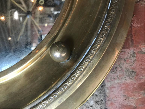 Vintage Italian Brass Porthole-Style Convex Mirror