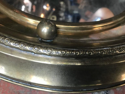 Vintage Italian Brass Porthole-Style Convex Mirror