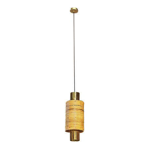 Handmade Italian Bamboo and Brass Pendant 1980s